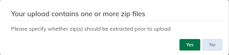 Zip file upload dialog box