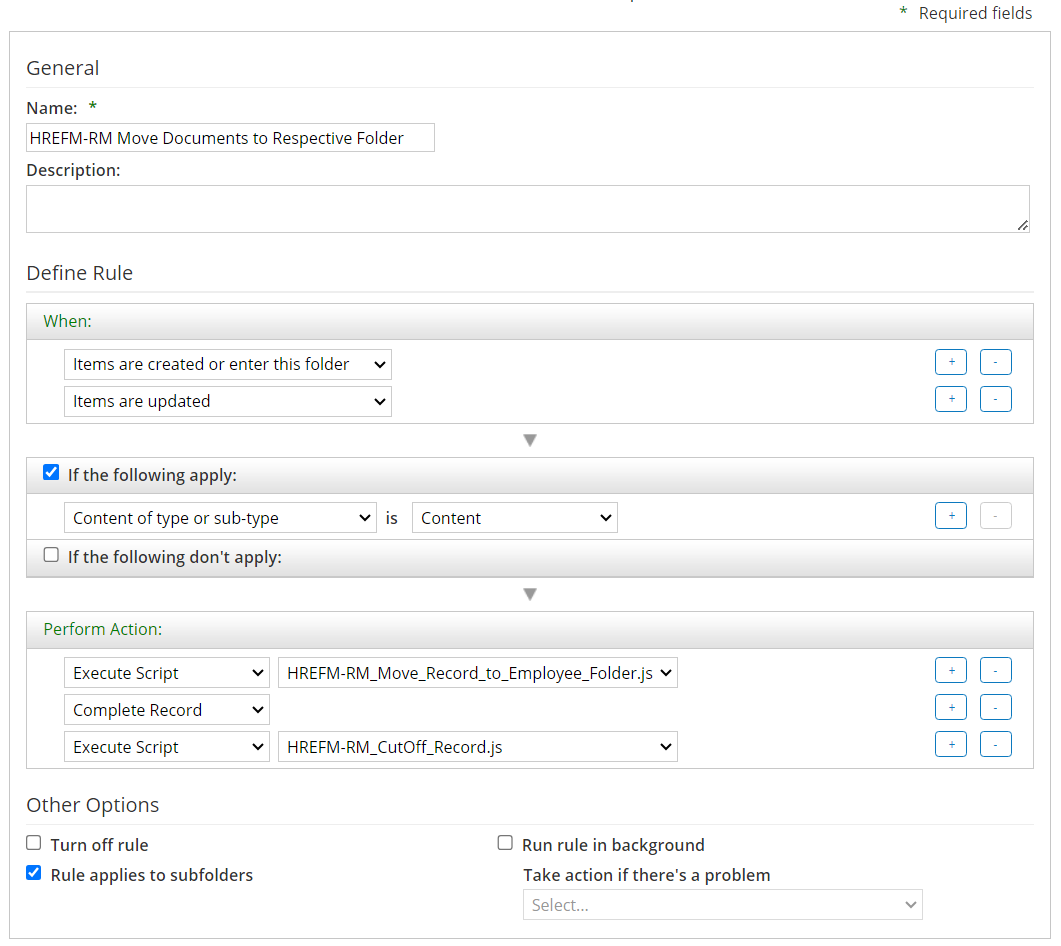 Select Create Rules to configure a new rule