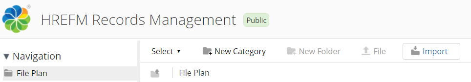 Import action in File Plan