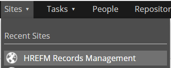 Sites tab in Alfresco Share