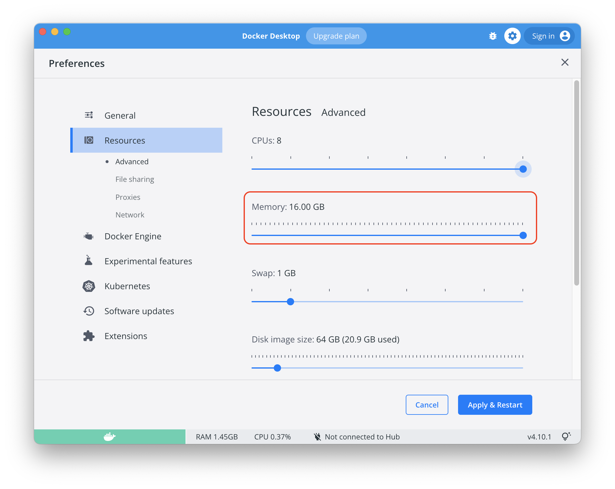 Docker Desktop Resources