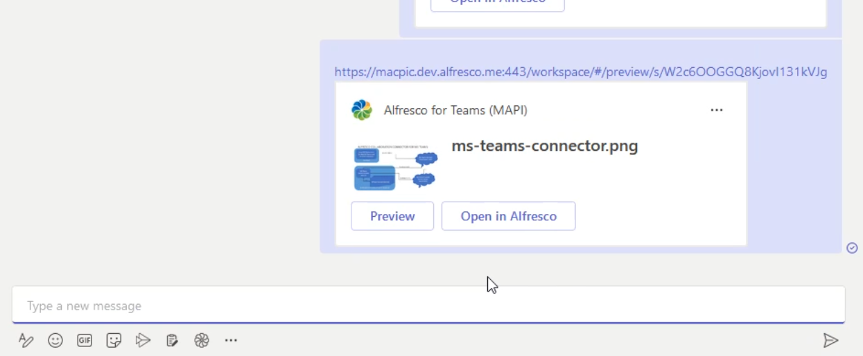 Expanded link in Chat window