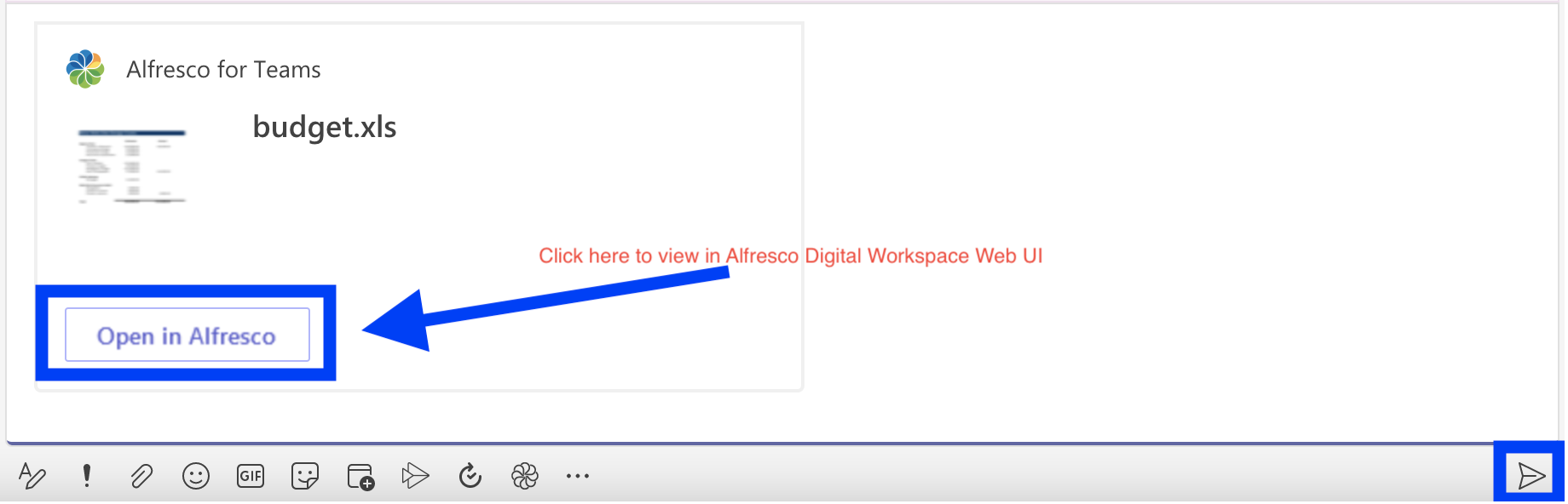 MS Teams Integration App Search Result item share