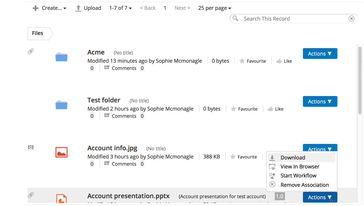 View of Alfresco in a record