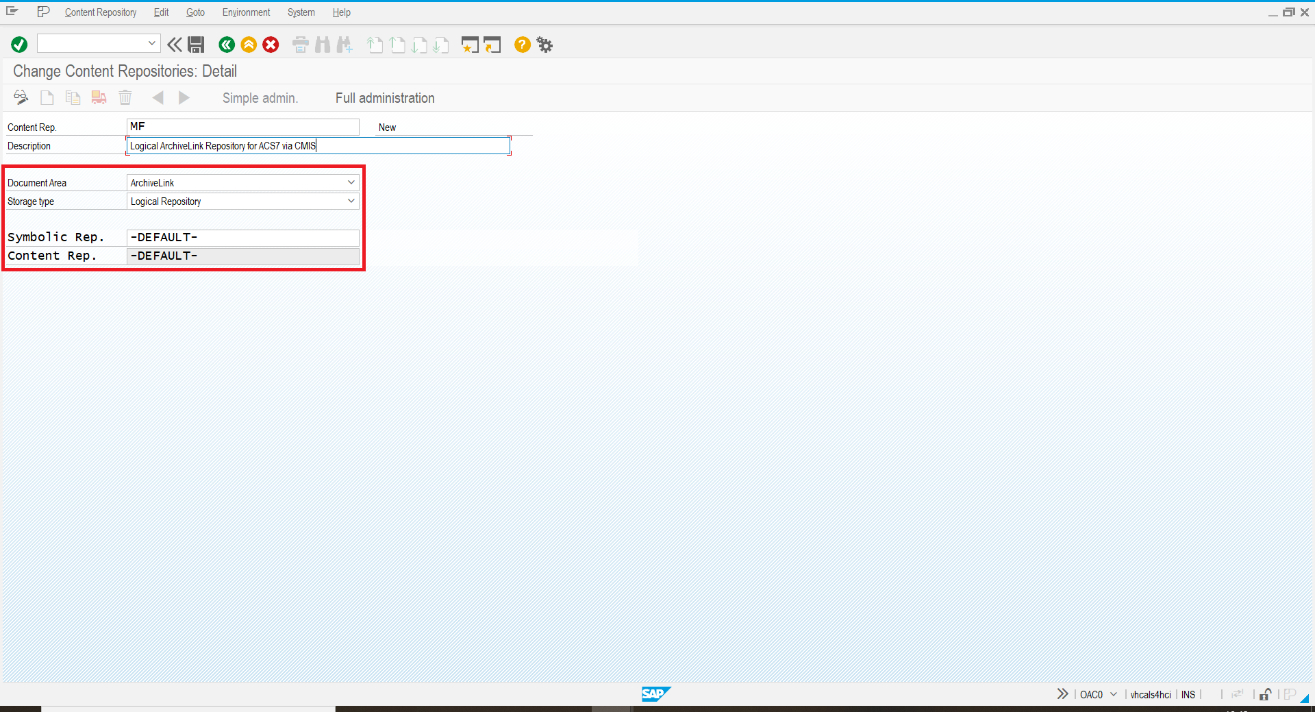 OAC0 Create Logical Repo