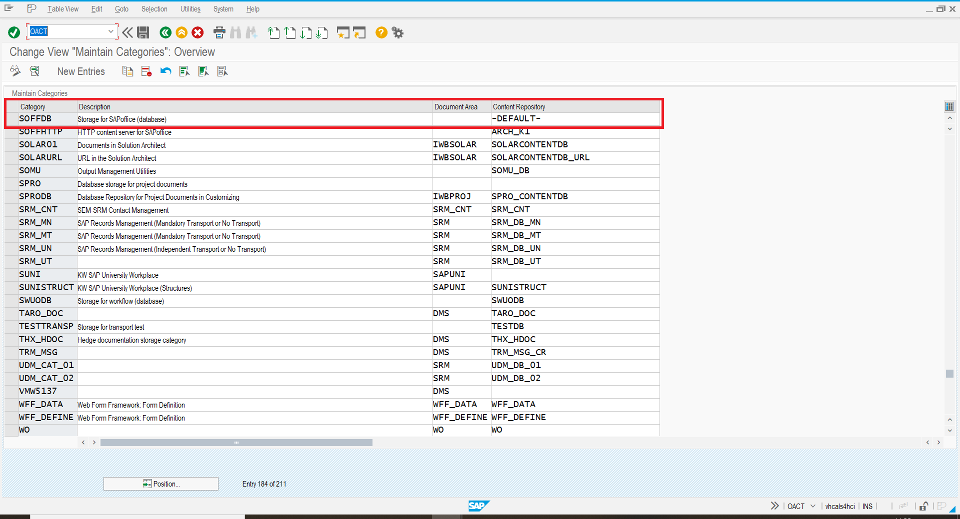 Change SOFFDB category