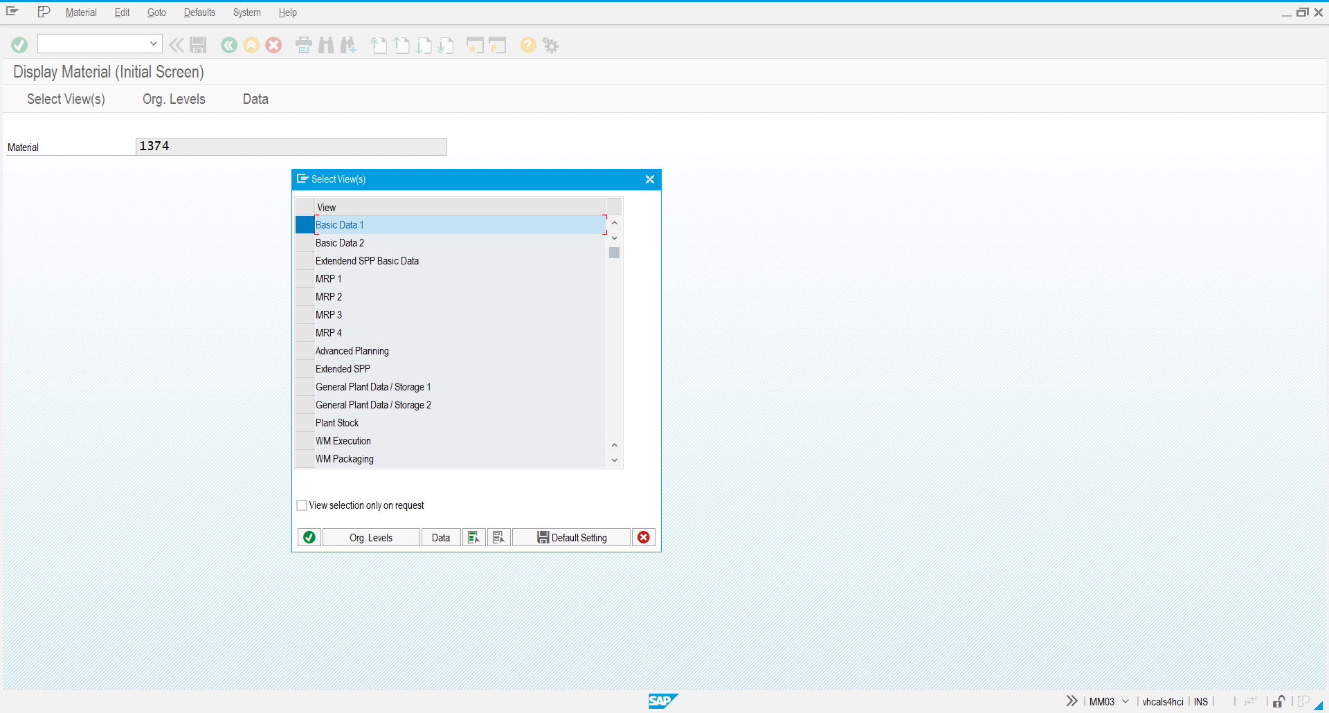 SAP transaction MM03