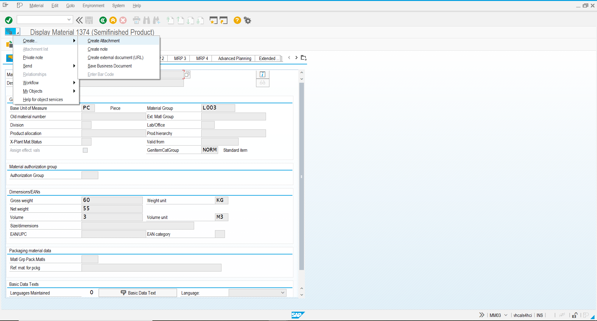 SAP transaction MM03