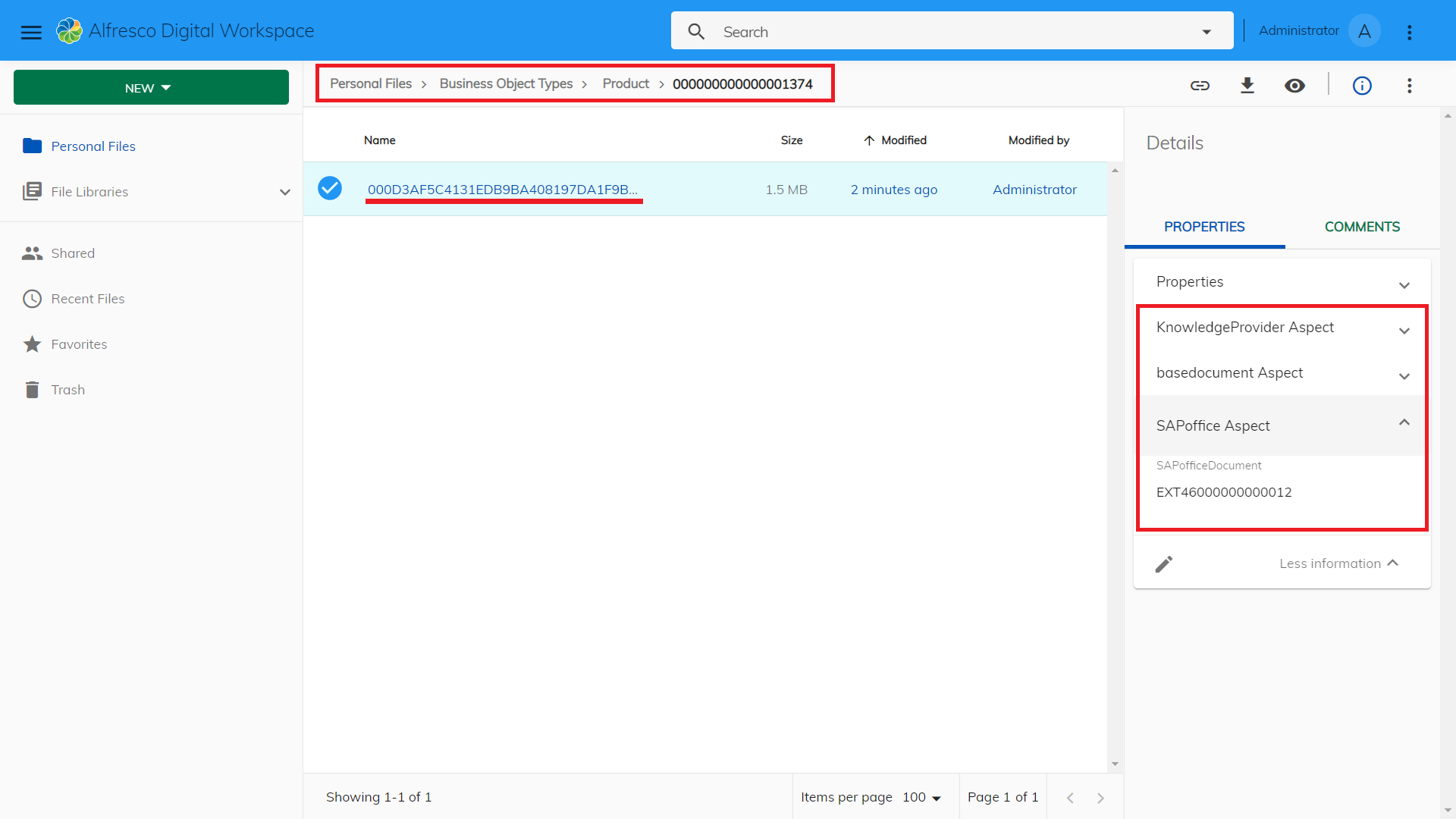 View in Content Services